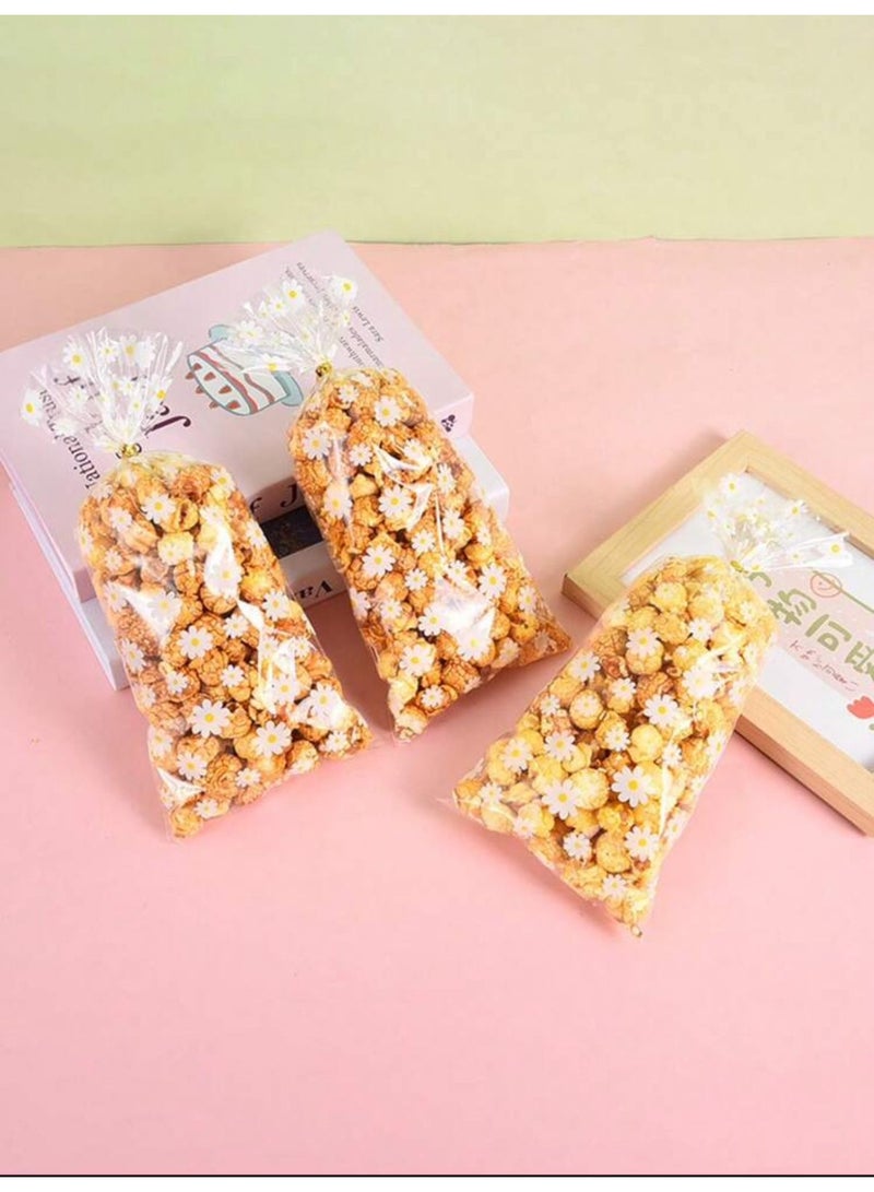 Transparent Eid Treat Bags with Daisy Flower Pattern 12.5×27.5 cm – Pack of 50 - Image 2